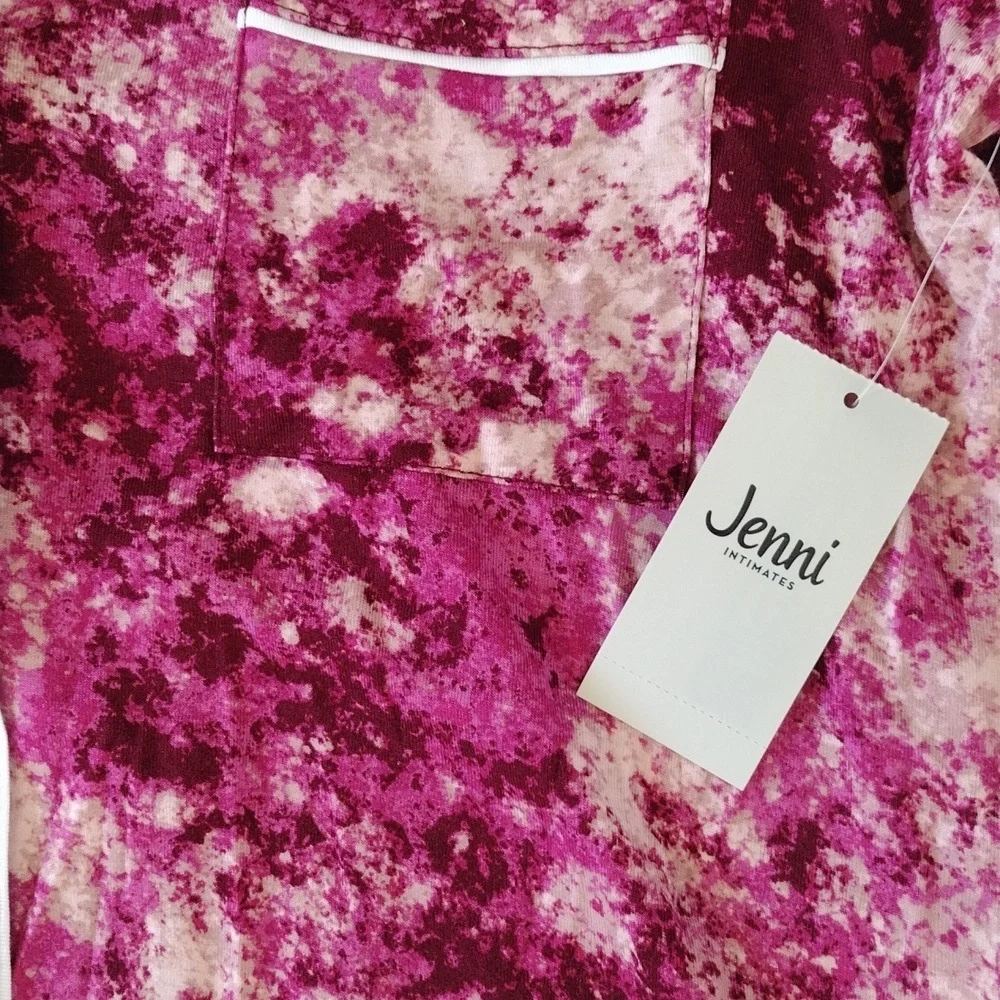 Jenni Pajama Set‎ Women's S Pink Tie Dye Long Sleeve Notch Collar Soft Lounge